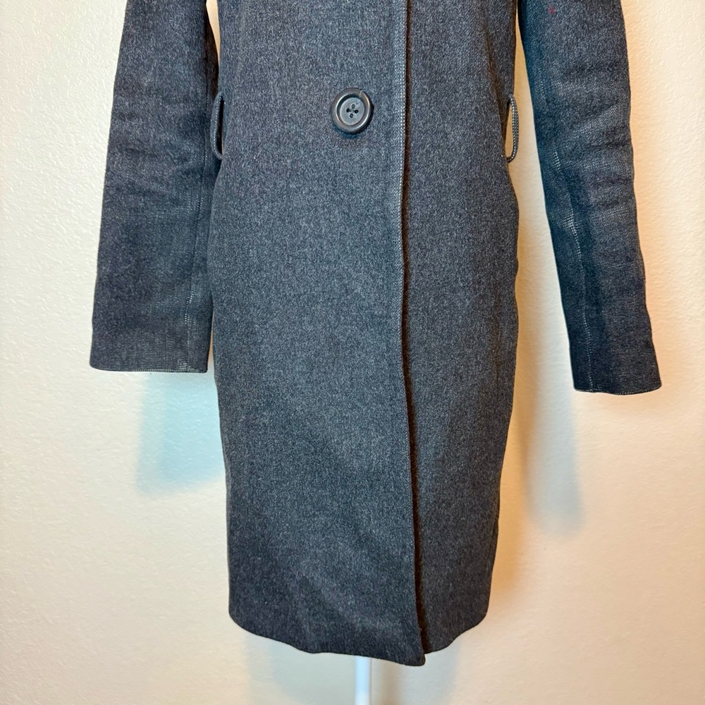 J. Crew Cashmere & Wool Harriet Plum Pea Coat Charcoal Gray Size 0 Petite - Picture 4 of 15